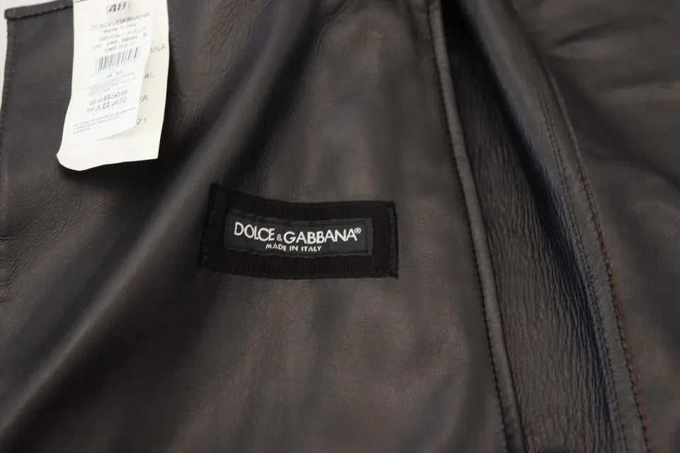 Dolce & Gabbana Silver Leather Biker Coat Lambskin Men's Jacket (Pre-Owned)