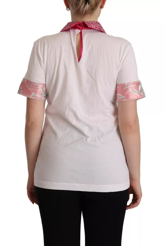 Dolce & Gabbana White Sartoria T-shirt Button Wide Collar Women's Top (Pre-Owned)
