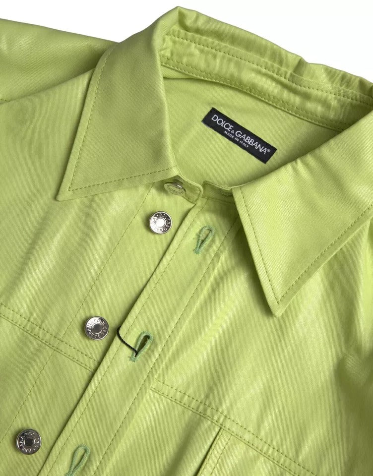 Dolce & Gabbana Green Cotton Collared Casual Button Down Men's Shirt (Pre-Owned)