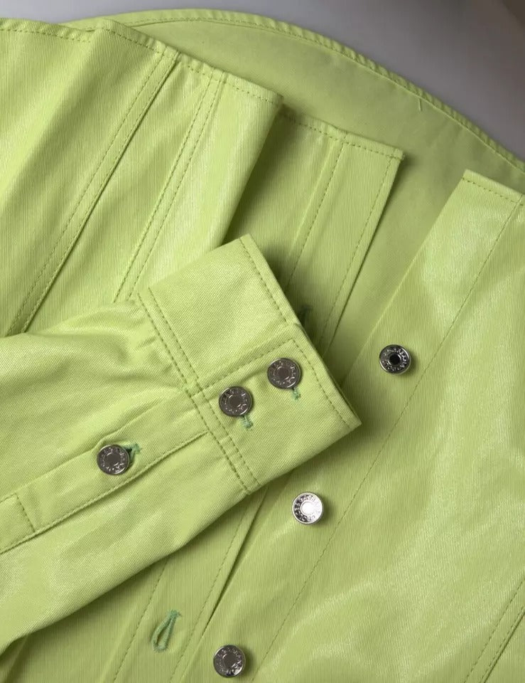 Dolce & Gabbana Green Cotton Collared Casual Button Down Men's Shirt (Pre-Owned)