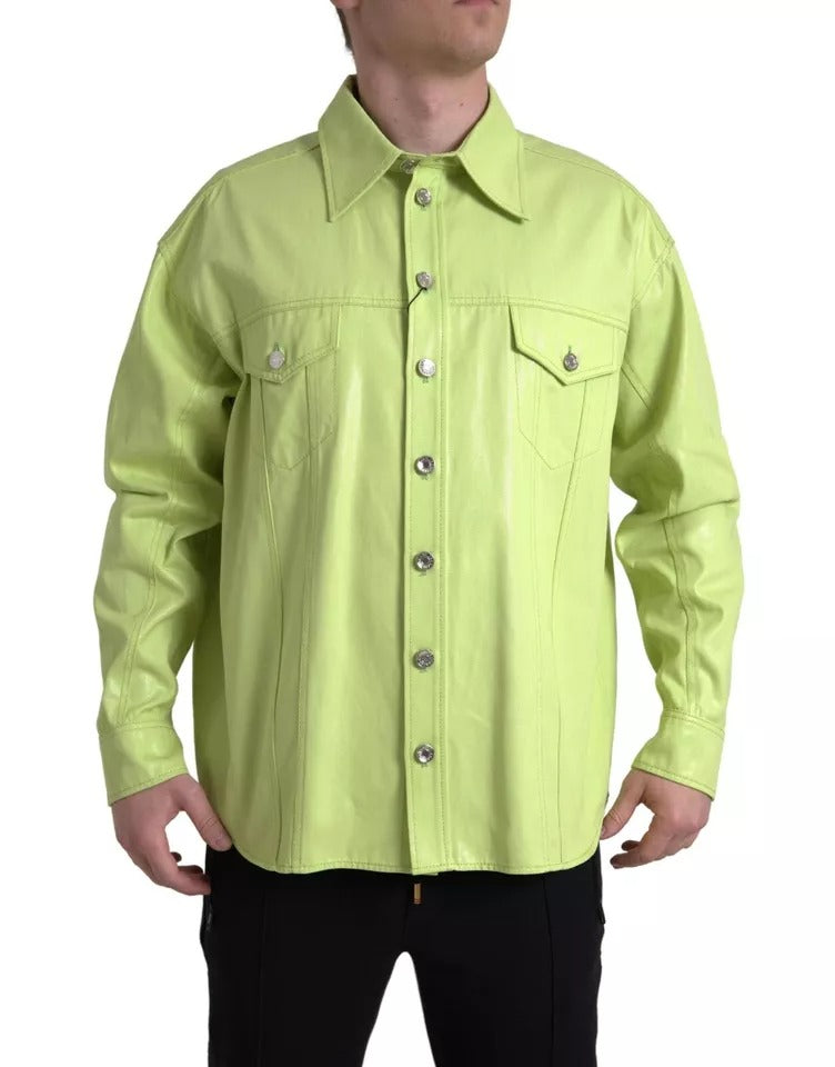 Dolce & Gabbana Green Cotton Collared Casual Button Down Men's Shirt (Pre-Owned)