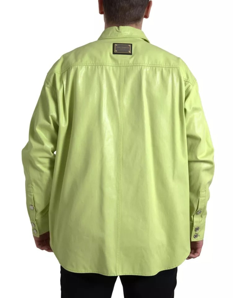 Dolce & Gabbana Green Cotton Collared Casual Button Down Men's Shirt (Pre-Owned)