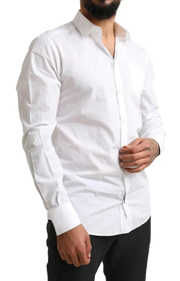 Dolce & Gabbana White GOLD Formal Cotton Tuxedo Dress Men's Shirt (Pre-Owned)