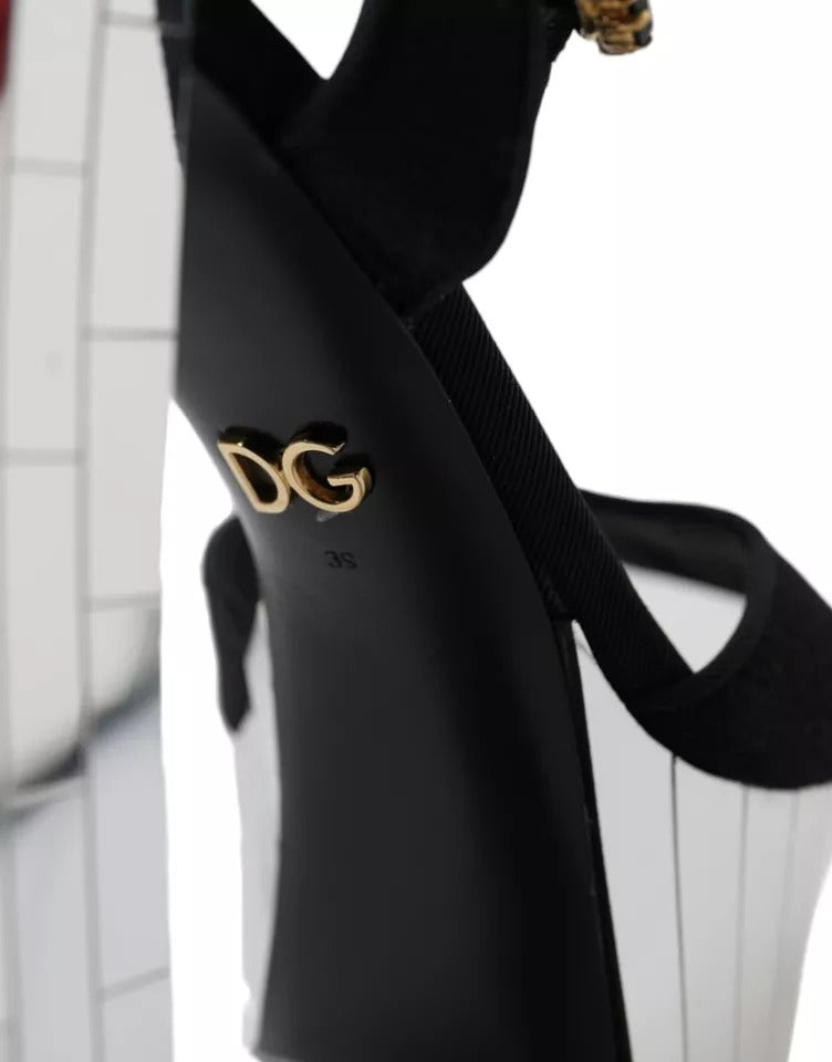 Dolce & Gabbana Black Mirror Heels Crystal Platform Sandals Women's Shoes (Pre-Owned)