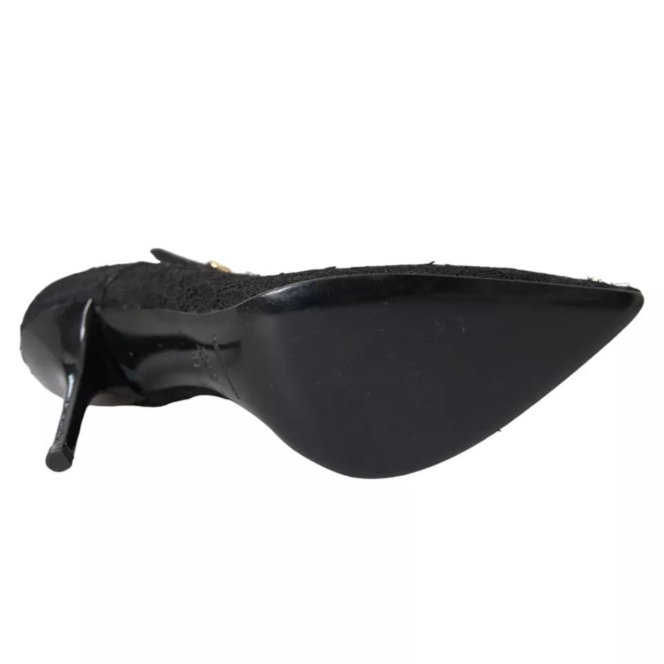 Dolce & Gabbana Black Tulle Stretch Boots Pumps Women's Shoes (Pre-Owned)