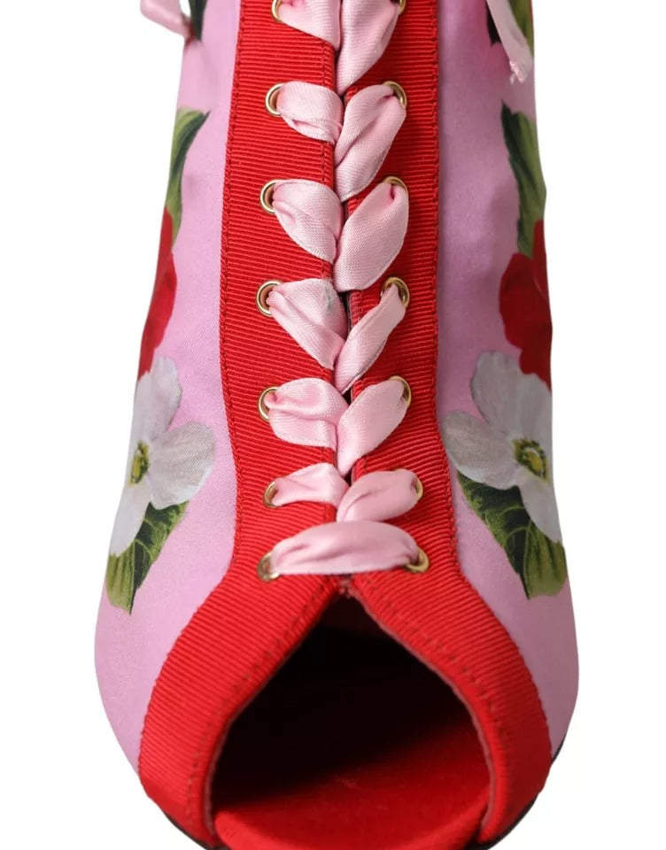 Dolce & Gabbana Multicolor Jersey Stretch Boots Open Toes Heels Women's Shoes (Pre-Owned)