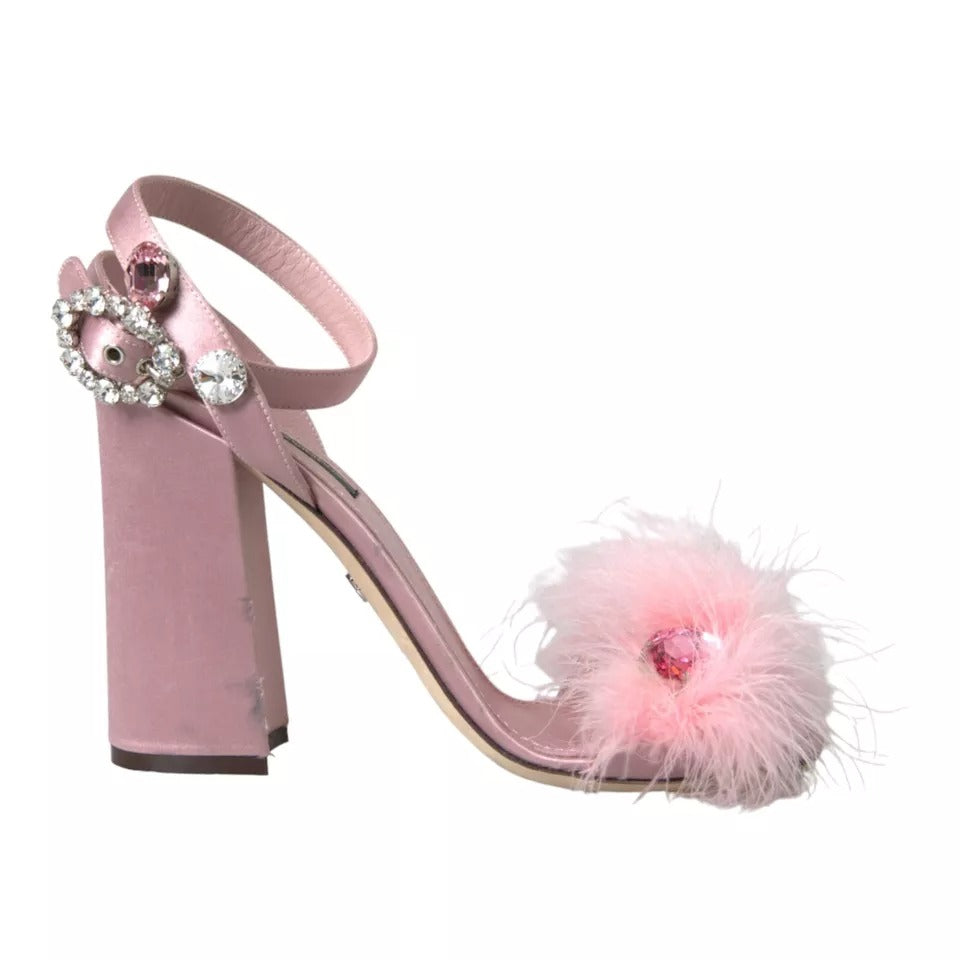 Dolce & Gabbana Pink Turkey Feather Embellished Sandals Women's Shoes (Pre-Owned)
