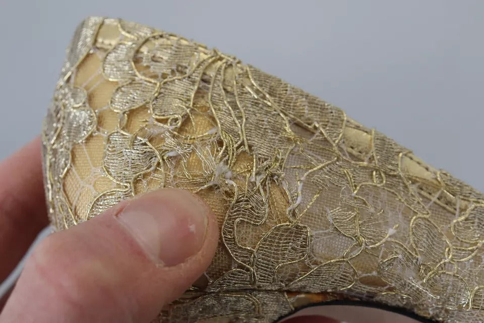 Dolce & Gabbana Gold Taormina Lace Crystal Heels Pumps Women's Shoes (Pre-Owned)