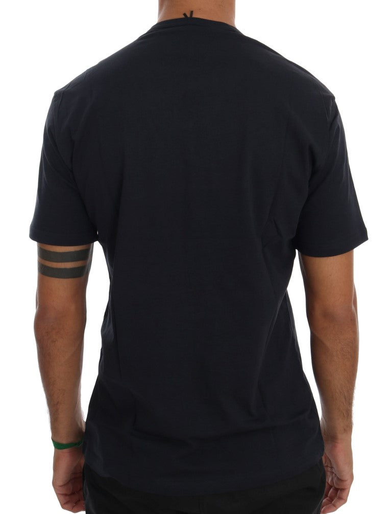 Daniele Alessandrini Blue Cotton V-neck Men's T-Shirt