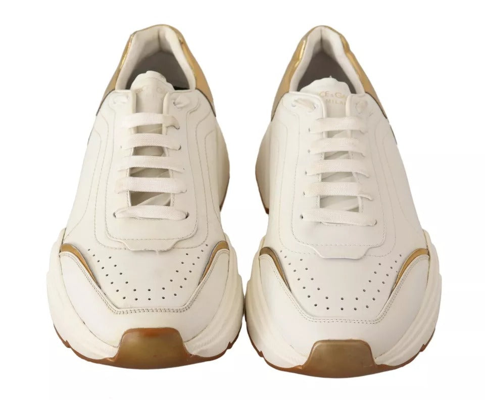Dolce & Gabbana White Gold Leather Sport DAYMASTER Sneakers Men's Shoes (Pre-Owned)