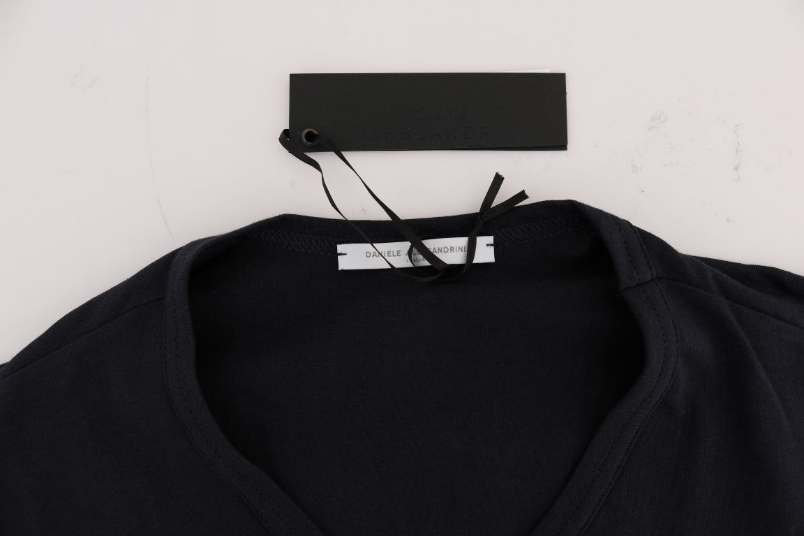 Daniele Alessandrini Blue Cotton V-neck Men's T-Shirt