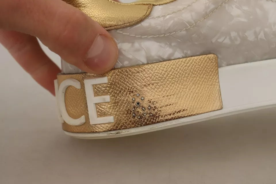 Dolce & Gabbana White Portofino Mother Of Pearl Sneakers Casual Women's Shoes (Pre-Owned)