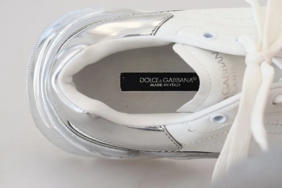 Dolce & Gabbana White Silver Leather Daymaster Women Sneakers Women's Shoes (Pre-Owned)