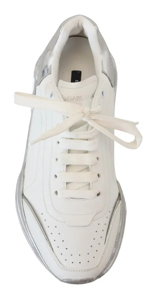 Dolce & Gabbana White Silver Leather Daymaster Women Sneakers Women's Shoes (Pre-Owned)