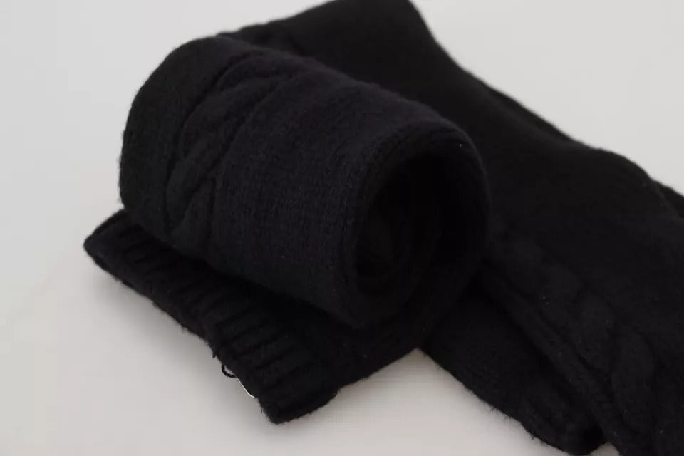 Dolce & Gabbana Black Wool Knit Calf Long Women Accessory Women's Socks (Pre-Owned)