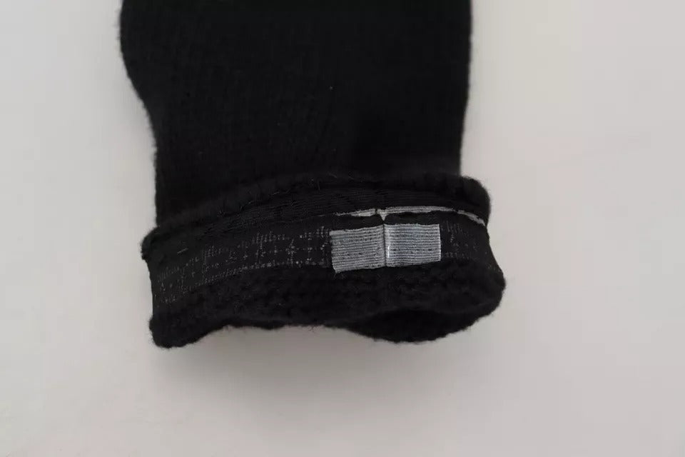 Dolce & Gabbana Black Wool Knit Calf Long Women Accessory Women's Socks (Pre-Owned)