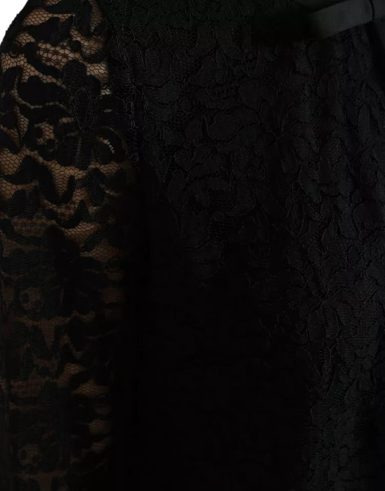 Dolce & Gabbana Black Floral Lace Blouse T-shirt Staff Women's Top (Pre-Owned)