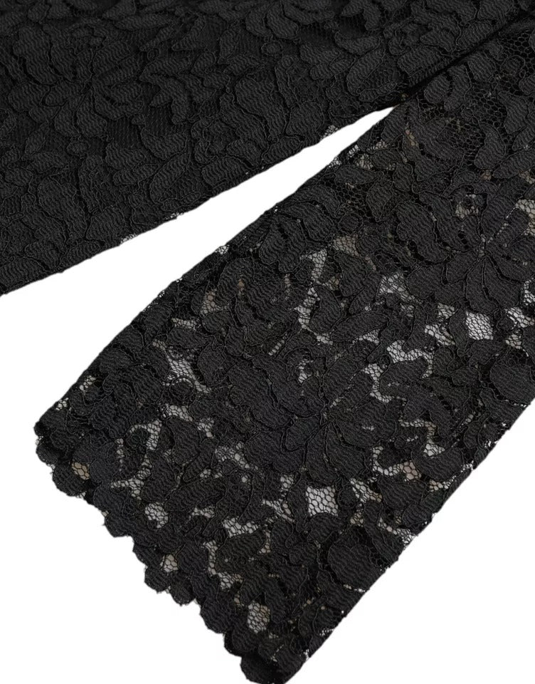 Dolce & Gabbana Black Floral Lace Blouse T-shirt Staff Women's Top (Pre-Owned)