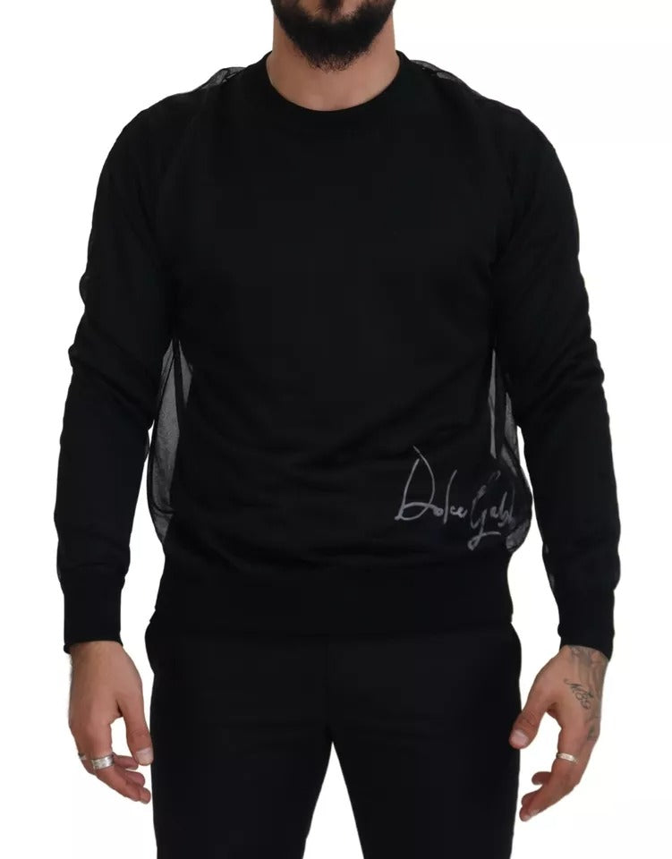 Dolce & Gabbana Black Polyester Crewneck Men Pullover Men's Sweater (Pre-Owned)