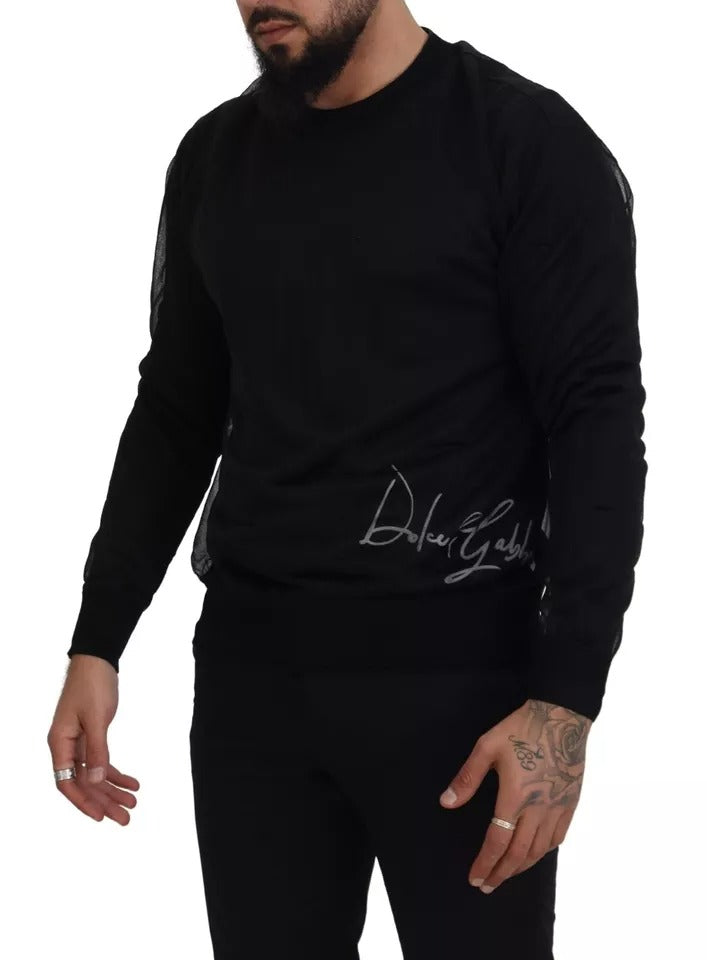 Dolce & Gabbana Black Polyester Crewneck Men Pullover Men's Sweater (Pre-Owned)