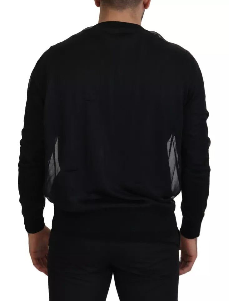 Dolce & Gabbana Black Polyester Crewneck Men Pullover Men's Sweater (Pre-Owned)