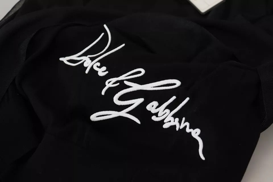 Dolce & Gabbana Black Polyester Logo Men Pullover Men's Sweater (Pre-Owned)
