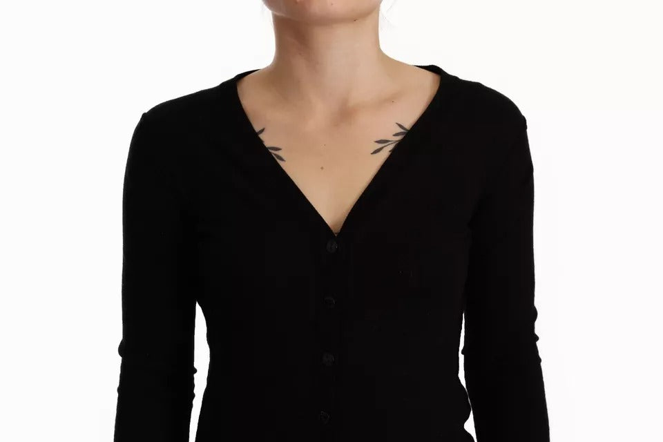 Dolce & Gabbana Black Wool Knit Button Down Cardigan Women's Sweater (Pre-Owned)