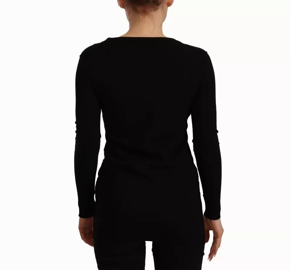 Dolce & Gabbana Black Wool Knit Button Down Cardigan Women's Sweater (Pre-Owned)