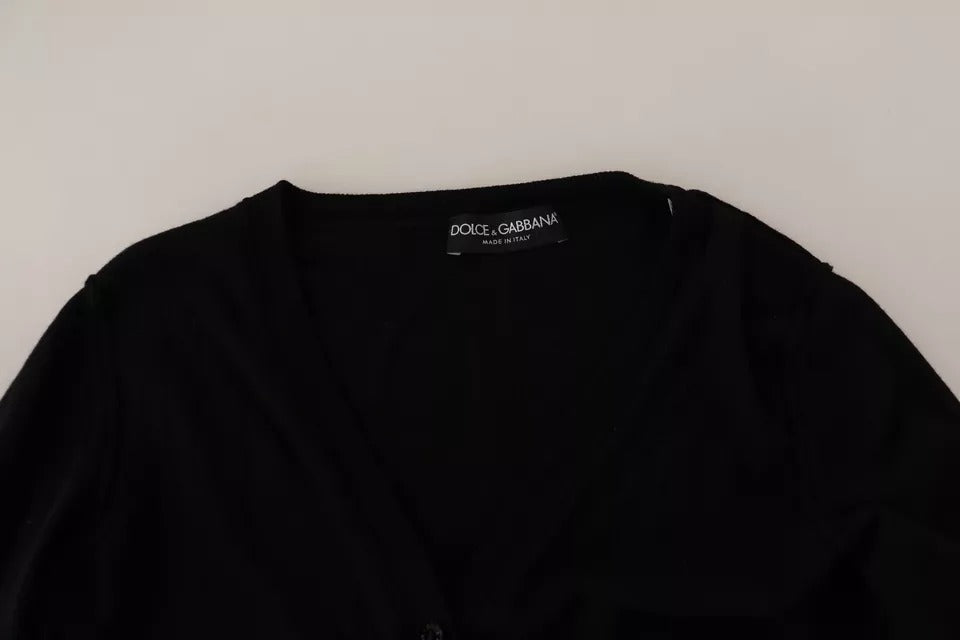 Dolce & Gabbana Black Wool Knit Button Down Cardigan Women's Sweater (Pre-Owned)