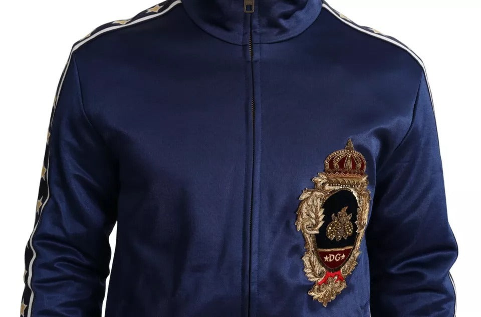 Dolce & Gabbana Blue Heraldic Patch Striped King Bee Men's Sweater (Pre-Owned)