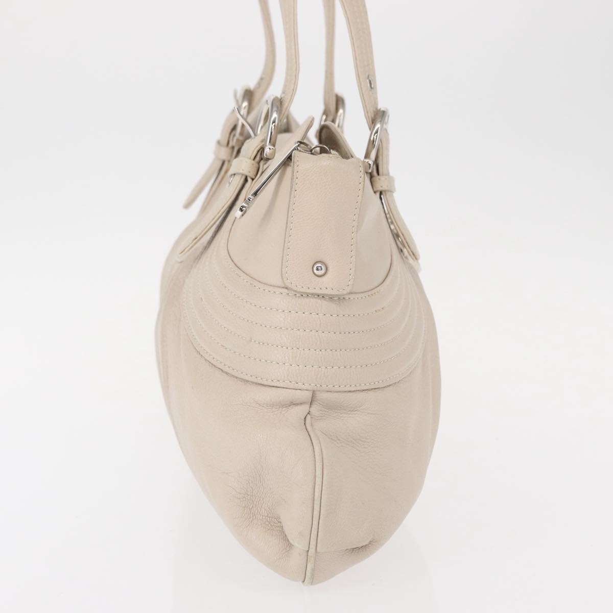 Salvatore Ferragamo Gancini Leather White Leather Shoulder Bag Bag (Pre-Owned)