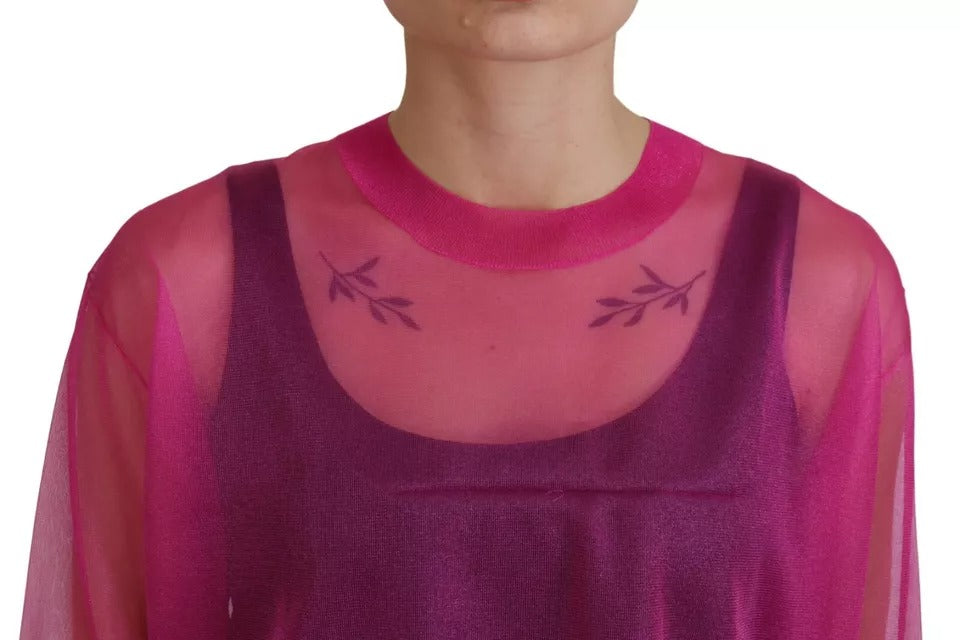 Dolce & Gabbana Fuchsia Polyester Crewneck Pullover Women's Sweater (Pre-Owned)