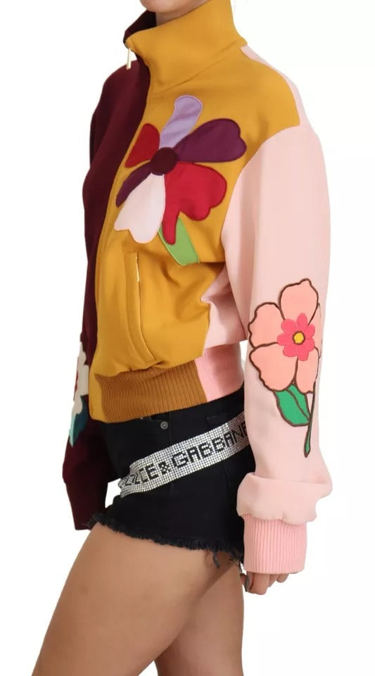 Dolce & Gabbana Multicolor Floral Viscose Full Zip Women's Sweater (Pre-Owned)