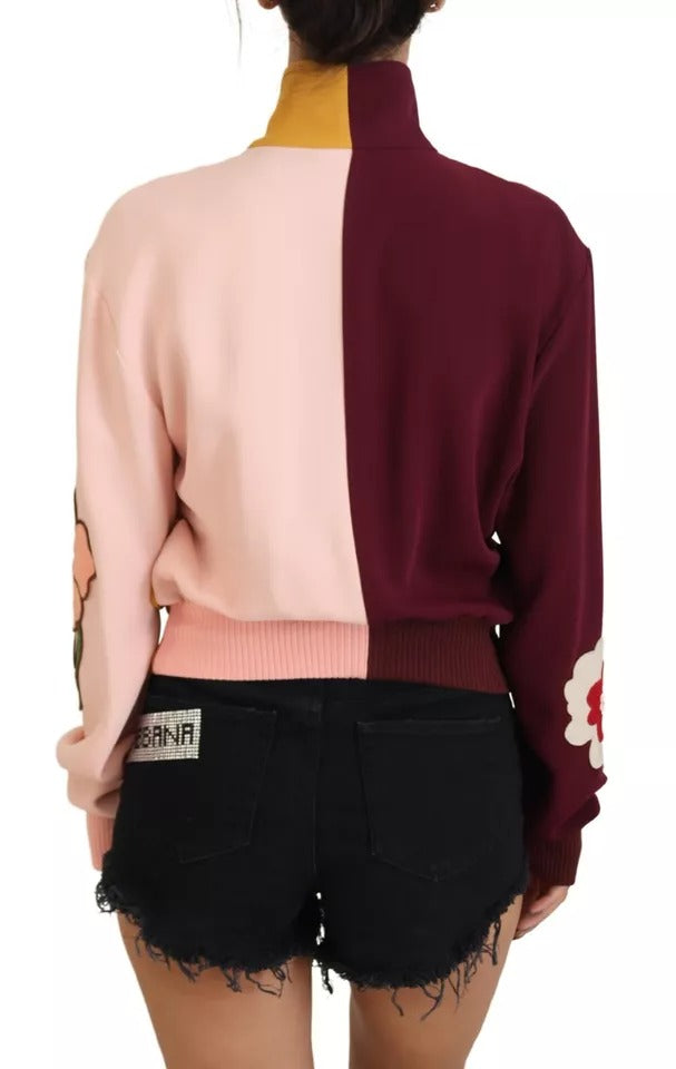 Dolce & Gabbana Multicolor Floral Viscose Full Zip Women's Sweater (Pre-Owned)