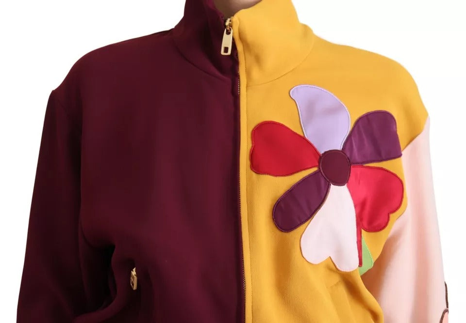 Dolce & Gabbana Multicolor Floral Viscose Full Zip Women's Sweater (Pre-Owned)