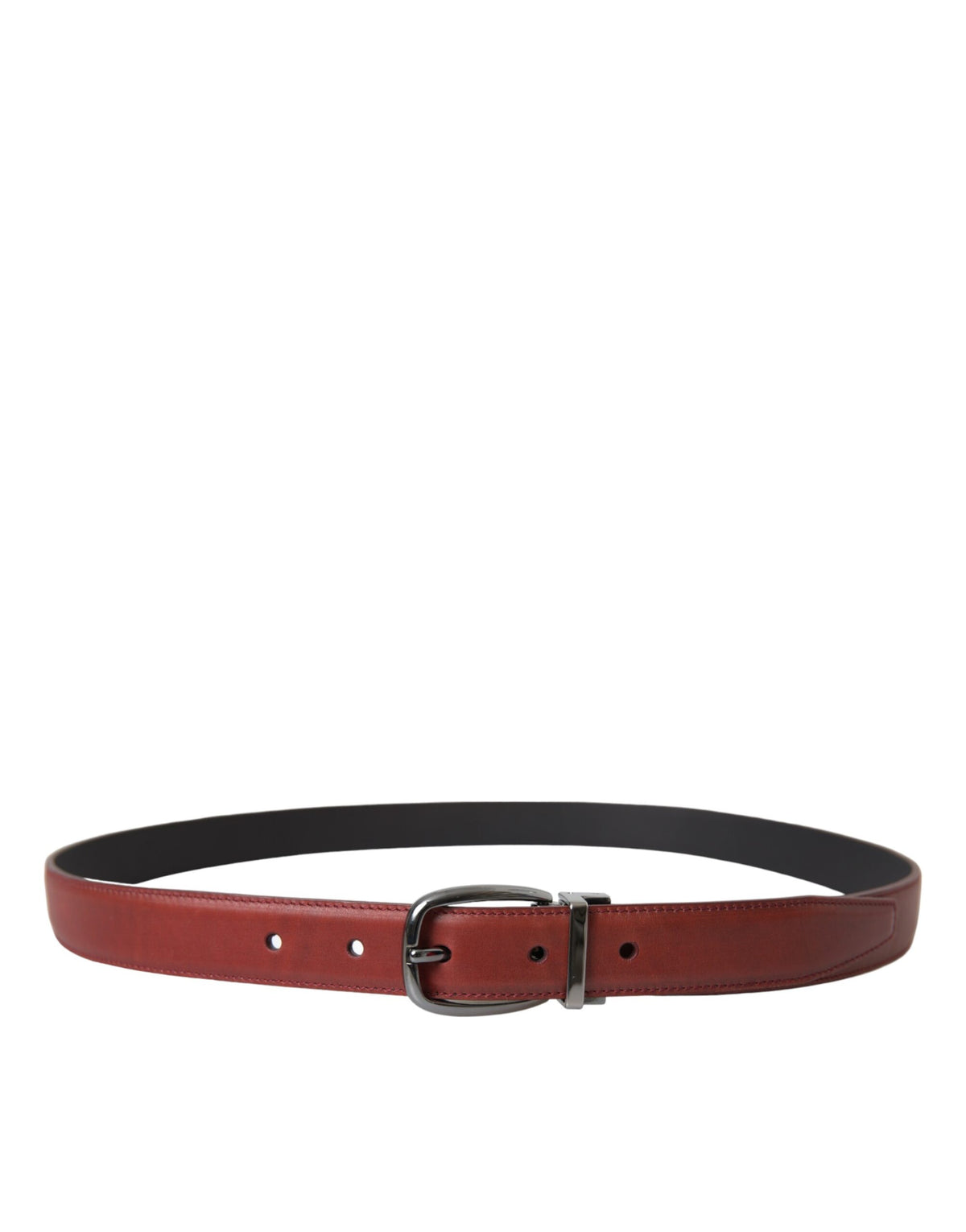Dolce & Gabbana Brown Leather Silver Metal Buckle Belt Men's Men