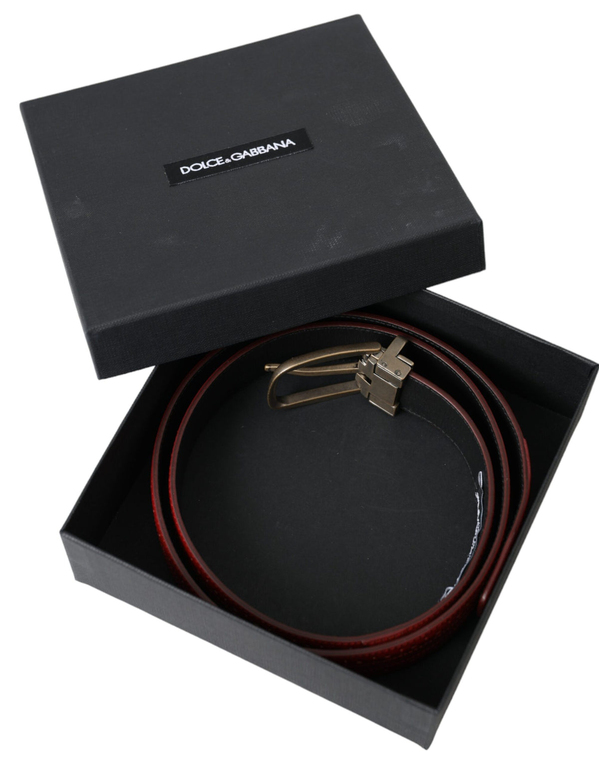 Dolce & Gabbana Red Perforated Leather Metal Buckle Belt Men's Men
