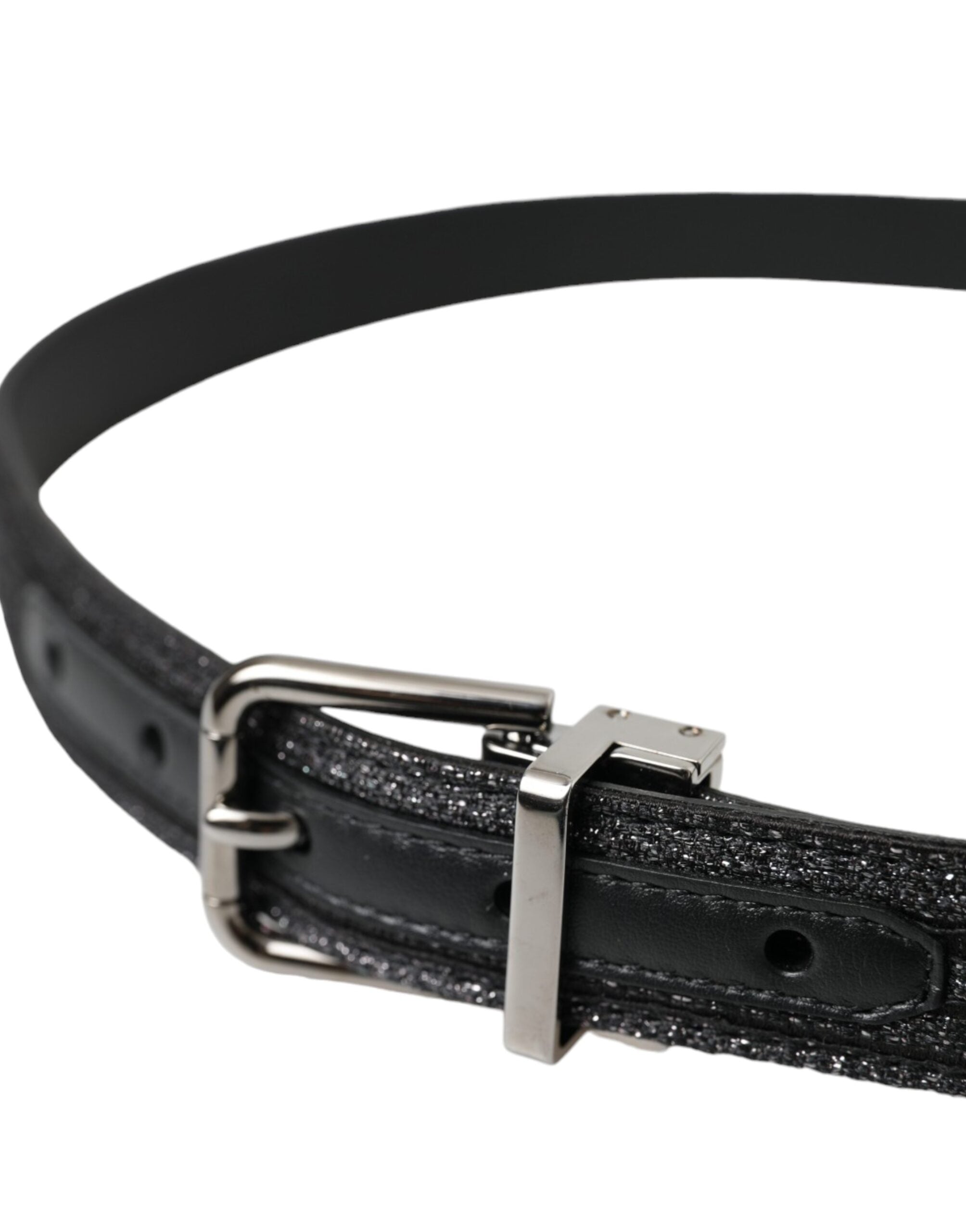 Dolce & Gabbana Black Jacquard Stripes Silver Metal Buckle Men's Belt