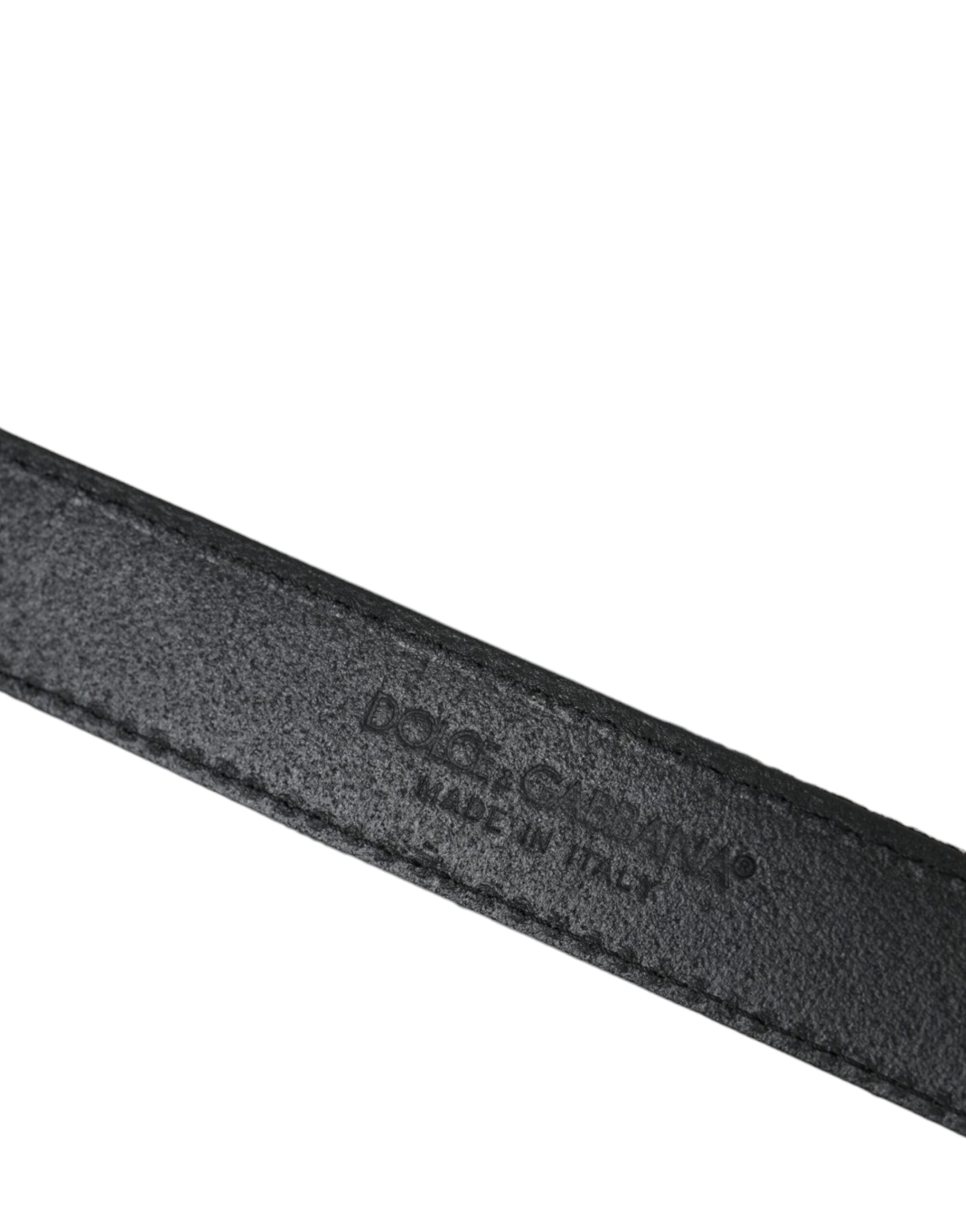 Dolce & Gabbana Black Jacquard Stripes Silver Metal Buckle Men's Belt