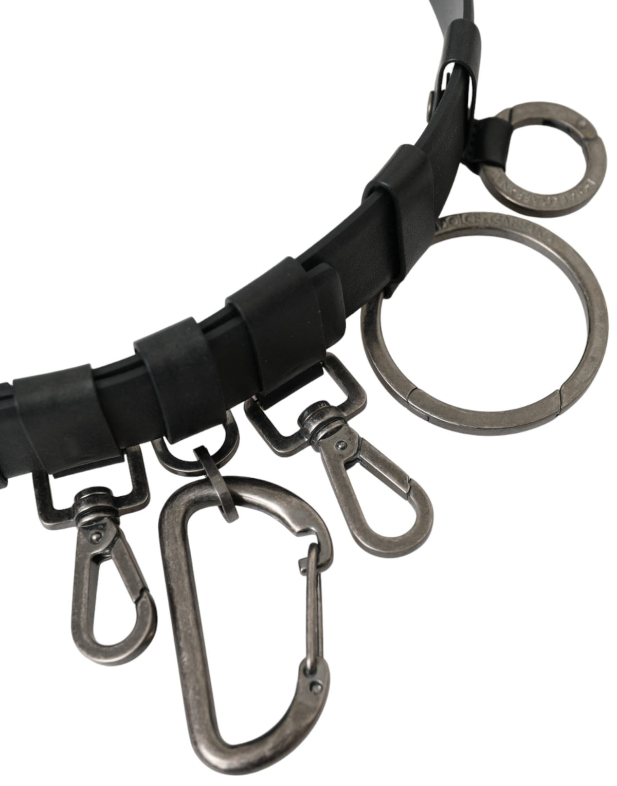 Dolce & Gabbana Black Calf Leather Silver Metal Buckle Men's Belt