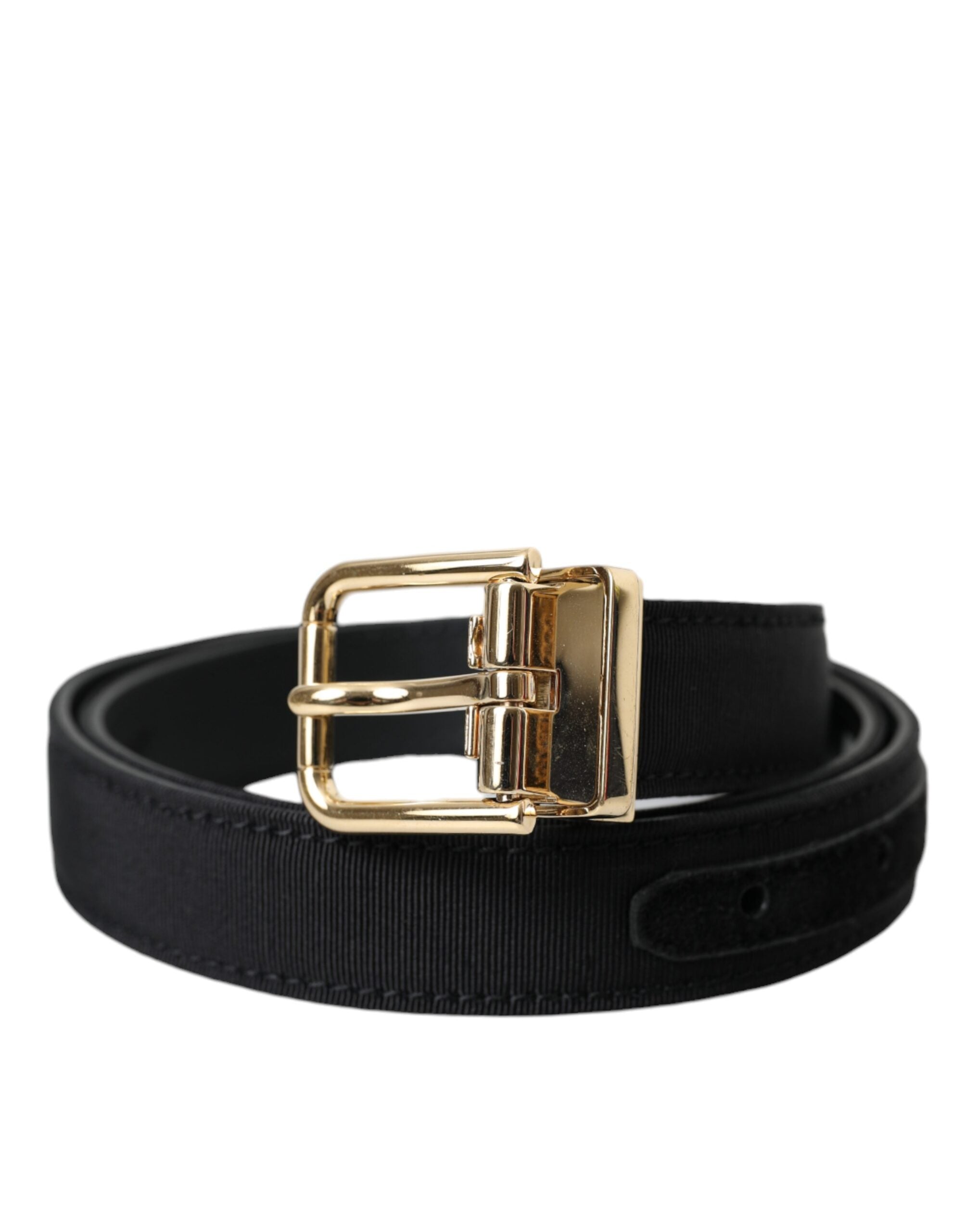 Dolce \u0026 Gabbana Black Gros Grain Gold Metal Buckle Belt Men's Men, image size:2008x2560