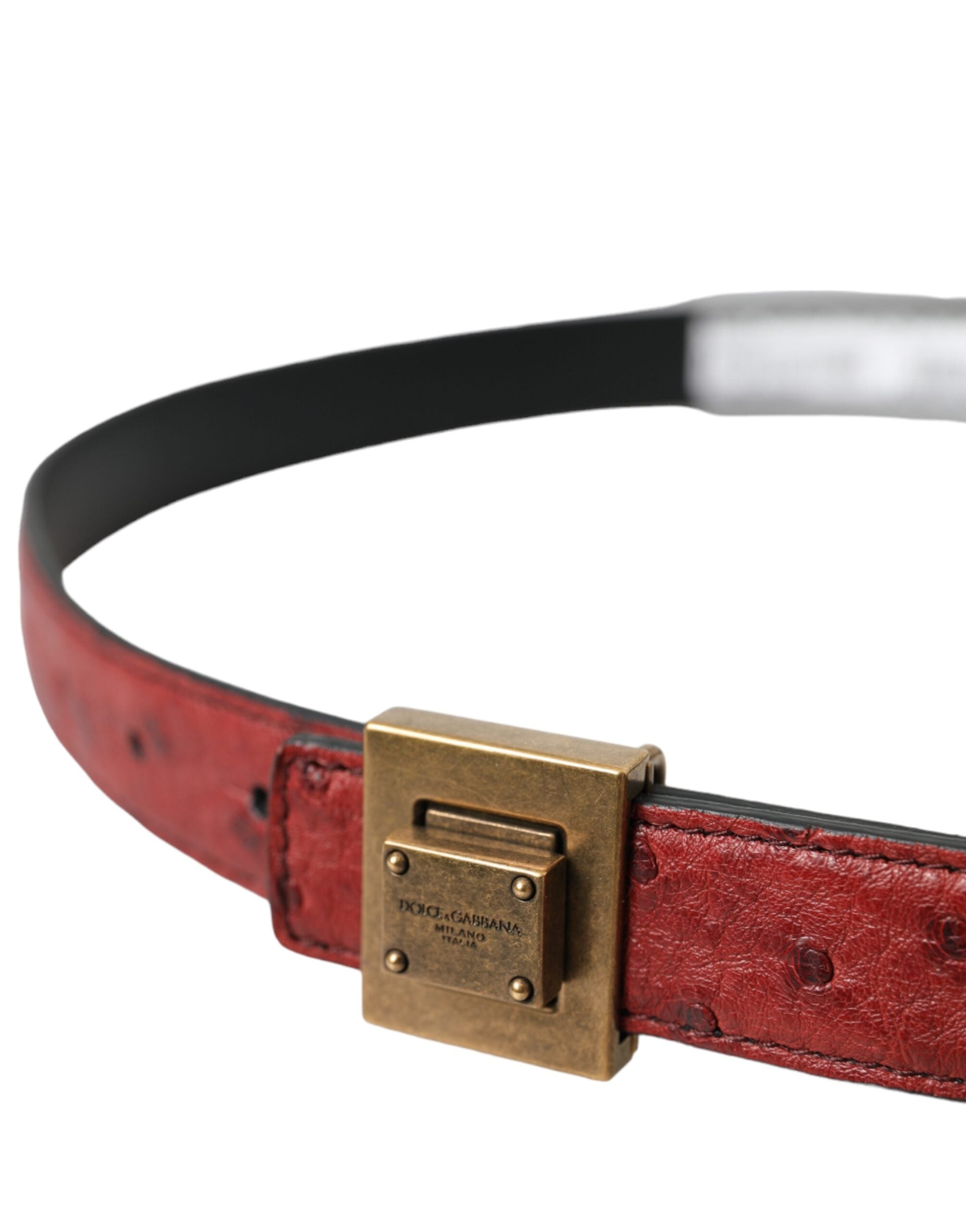 Dolce & Gabbana Brown Leather Square Metal Buckle Women's Belt
