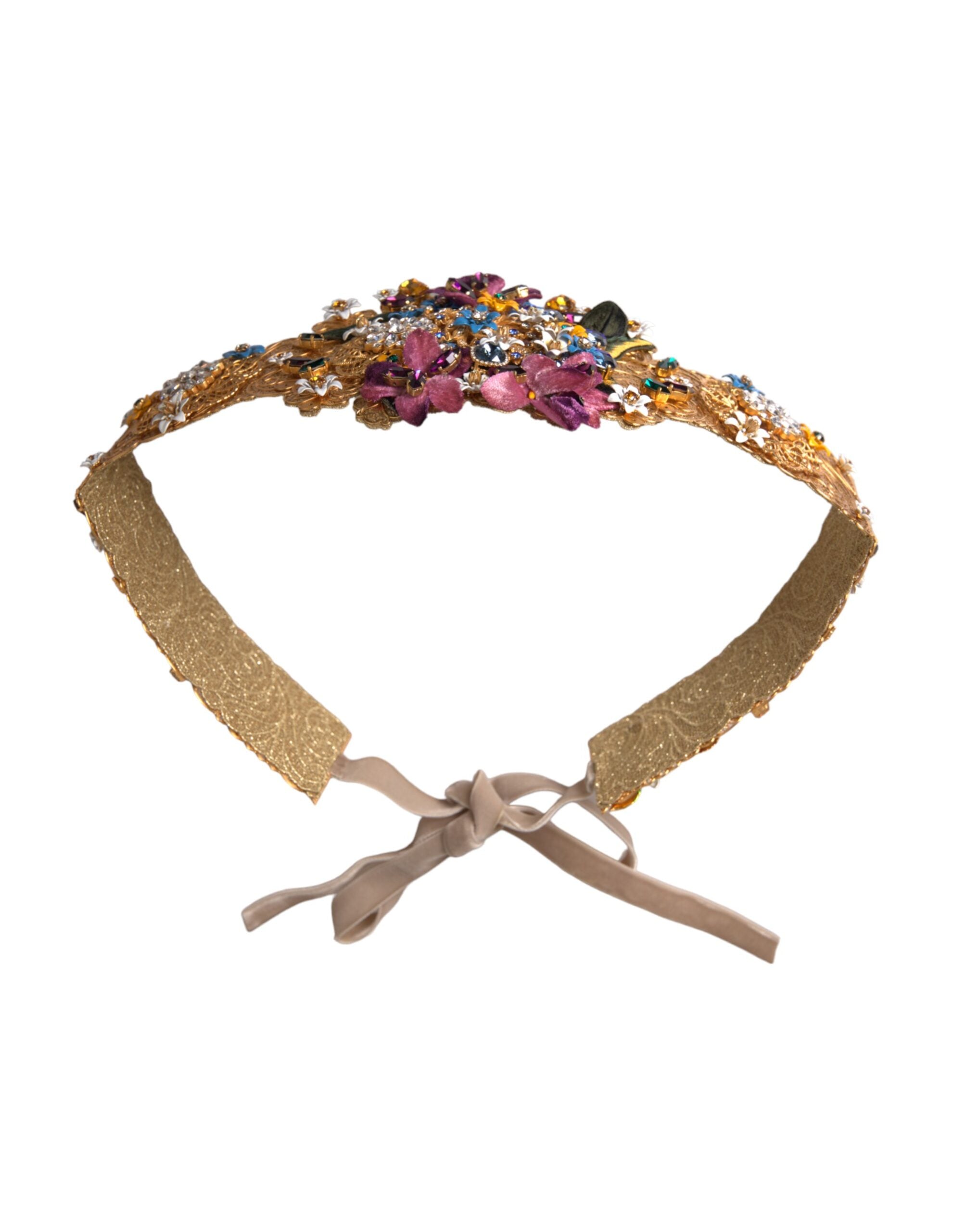 Dolce & Gabbana Multicolor Embellished Floral Crystal Wide Waist Women's Belt