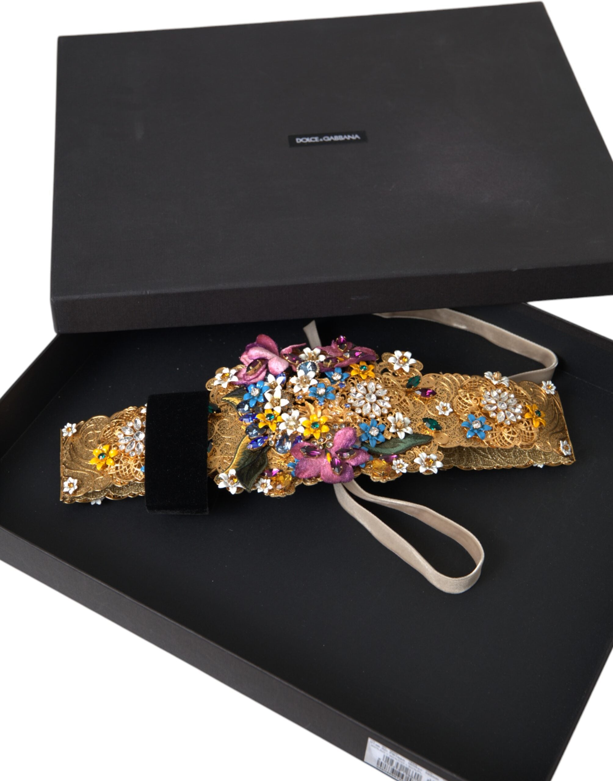 Dolce & Gabbana Multicolor Embellished Floral Crystal Wide Waist Women's Belt