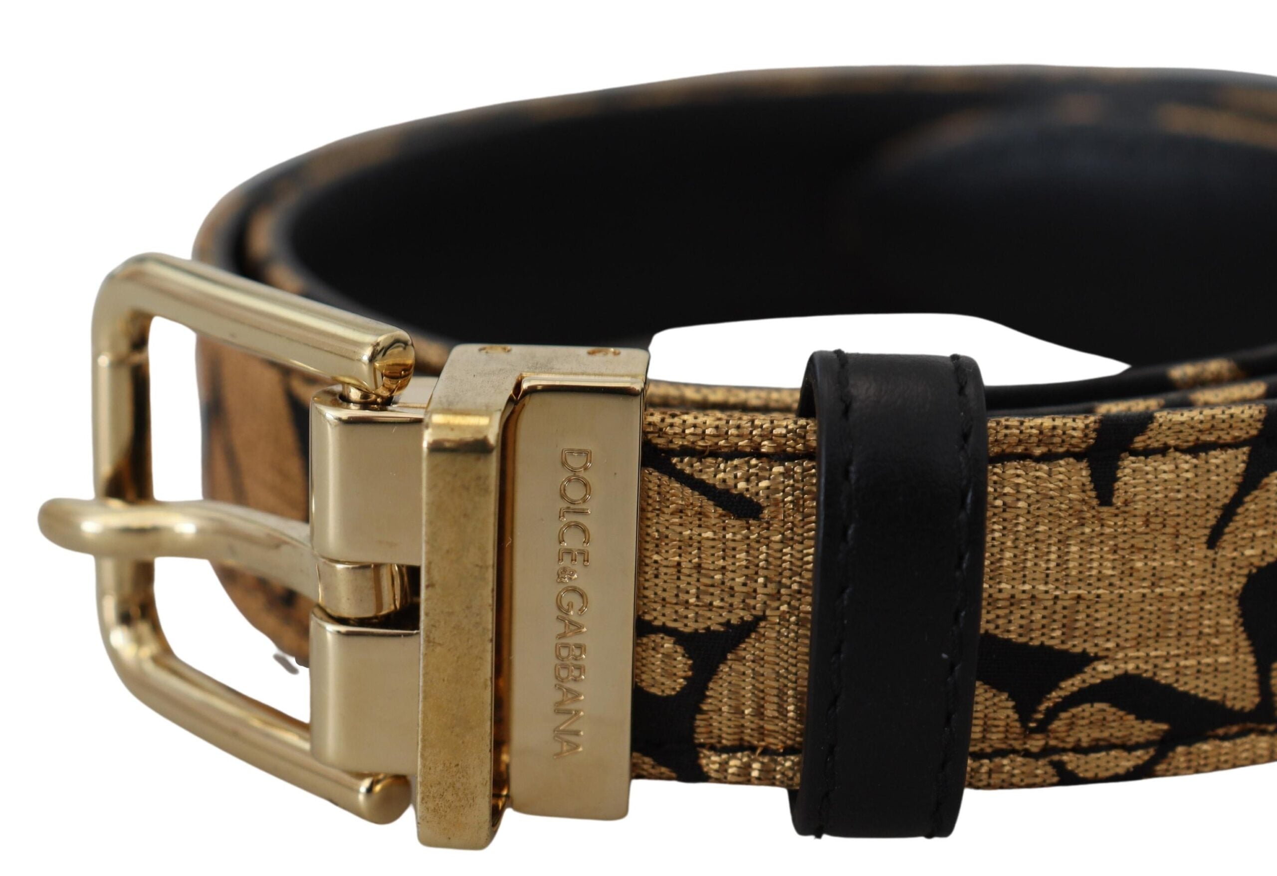 Dolce & Gabbana Multicolor Jacquard Leather Logo Buckle Women's Belt