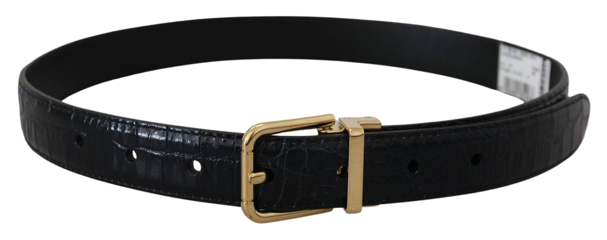 Dolce & Gabbana Blue Exotic Leather Gold Metal Buckle Women's Belt