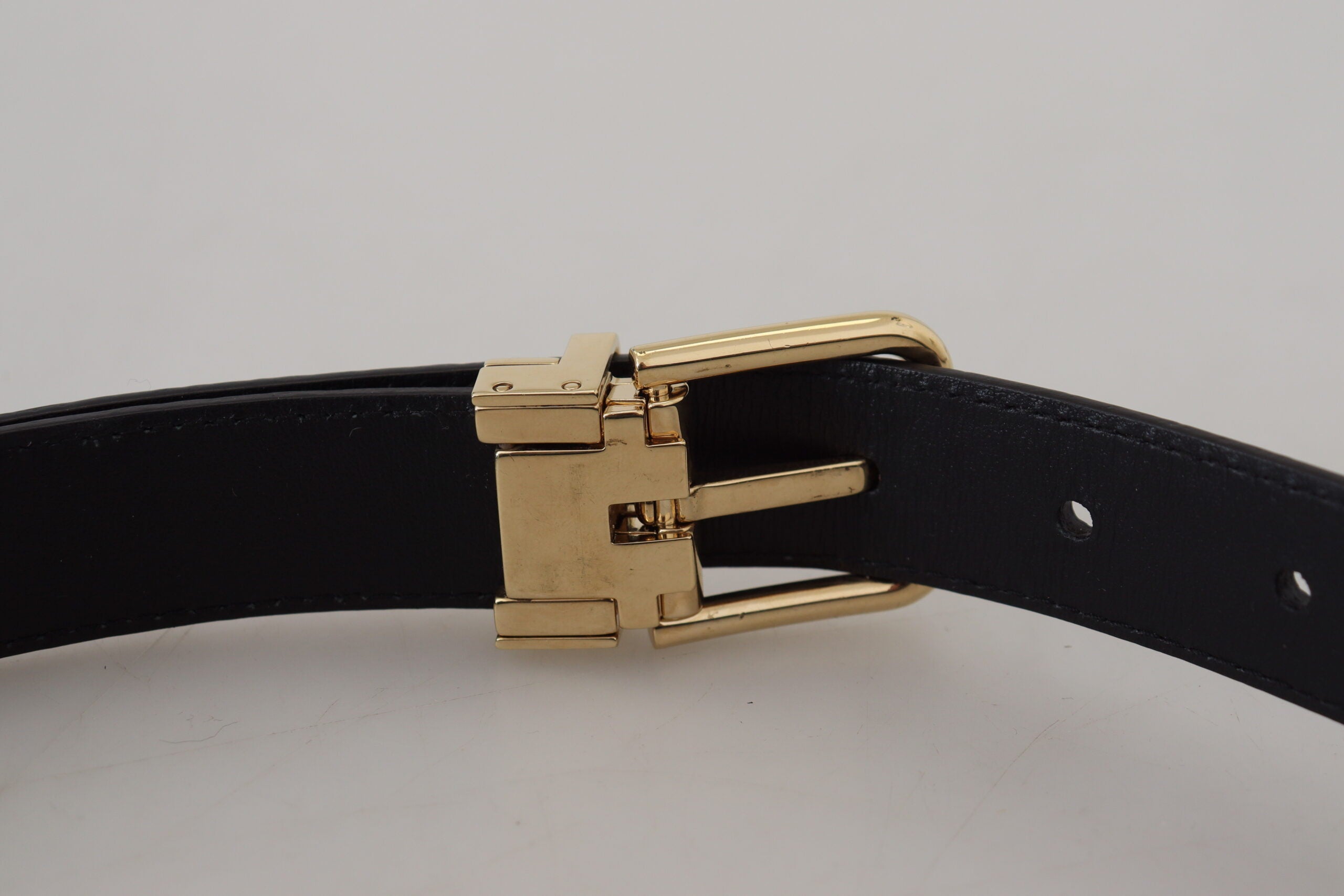 Dolce & Gabbana Blue Exotic Leather Gold Metal Buckle Women's Belt