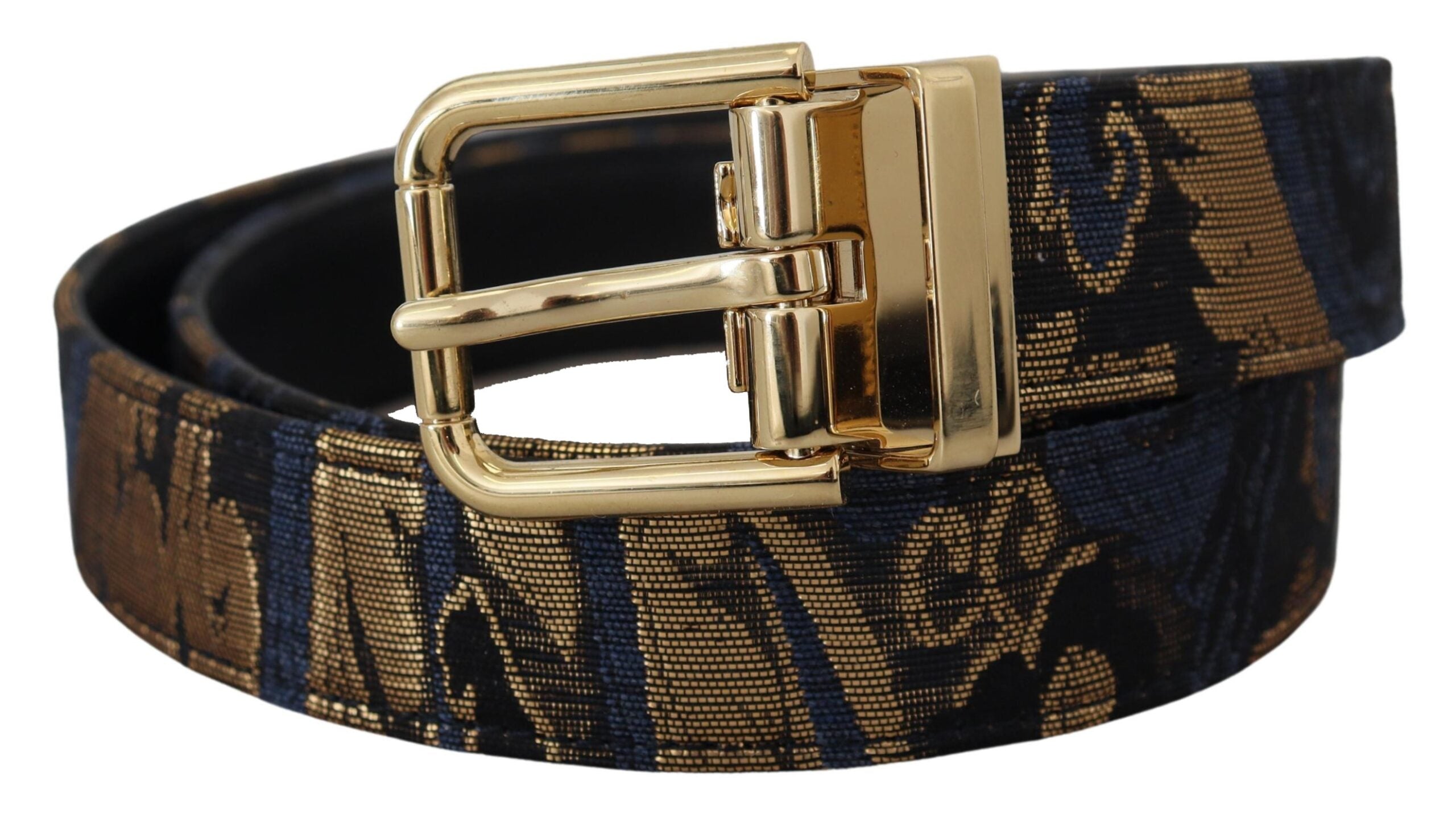Dolce & Gabbana Multicolor Jacquard Leather Logo Buckle Women's Belt
