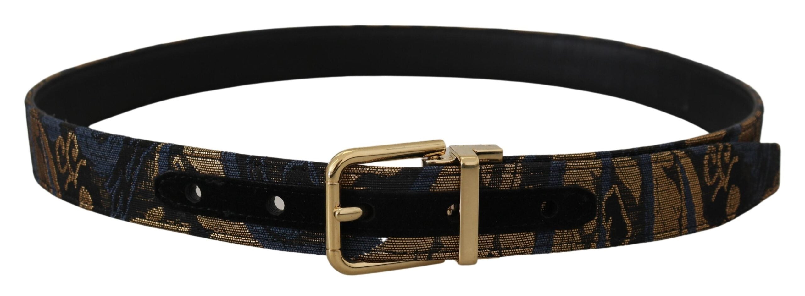 Dolce & Gabbana Multicolor Jacquard Leather Logo Buckle Women's Belt