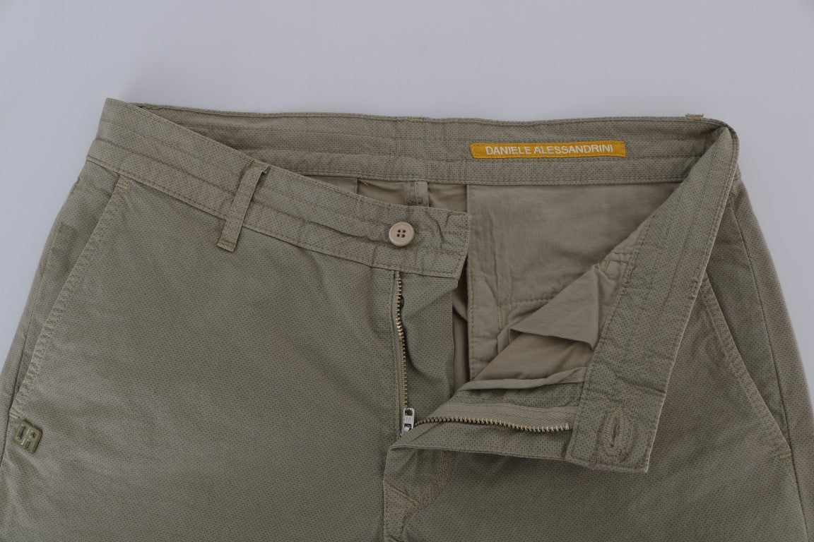 Daniele Alessandrini Beige Cotton Stretch Slim Fit Men's Chinos